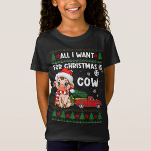 Funny Cow liebt Niedliche Kuh Weihnachtsmannmütze T-Shirt