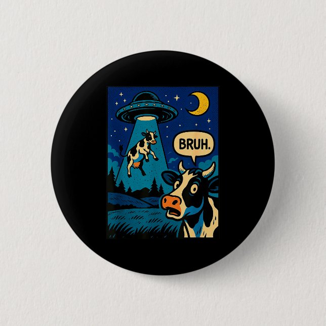 Funny Cow Meme Ufo Alien Zoo Boys Girls Kids  Button (Vorderseite)