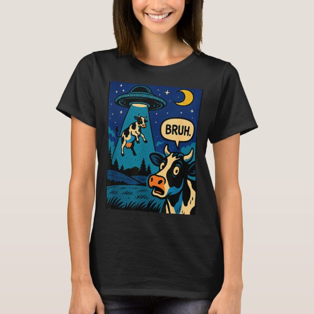 Funny Cow Meme Ufo Alien Zoo Boys Girls Kids  T-Shirt (Vorderseite)
