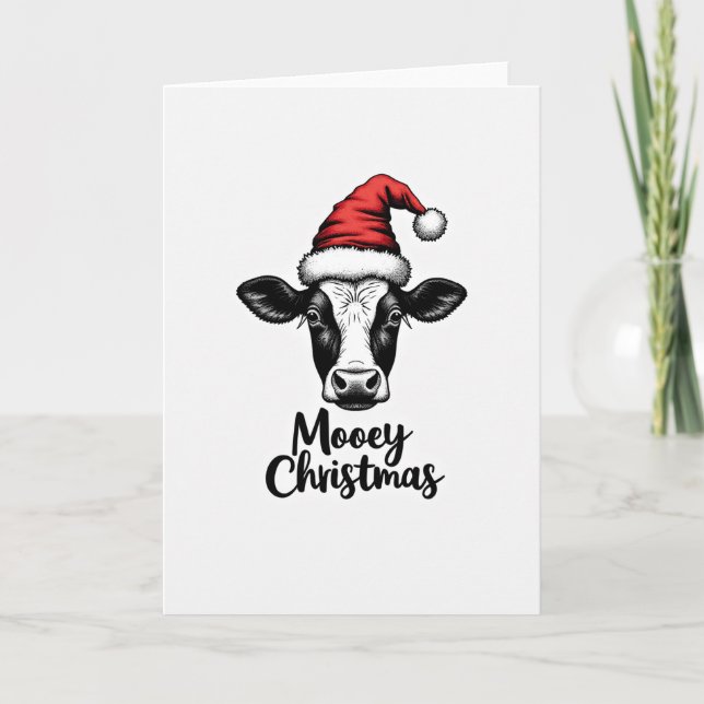 Funny Cow Mooey Christmas Karte (Vorderseite)