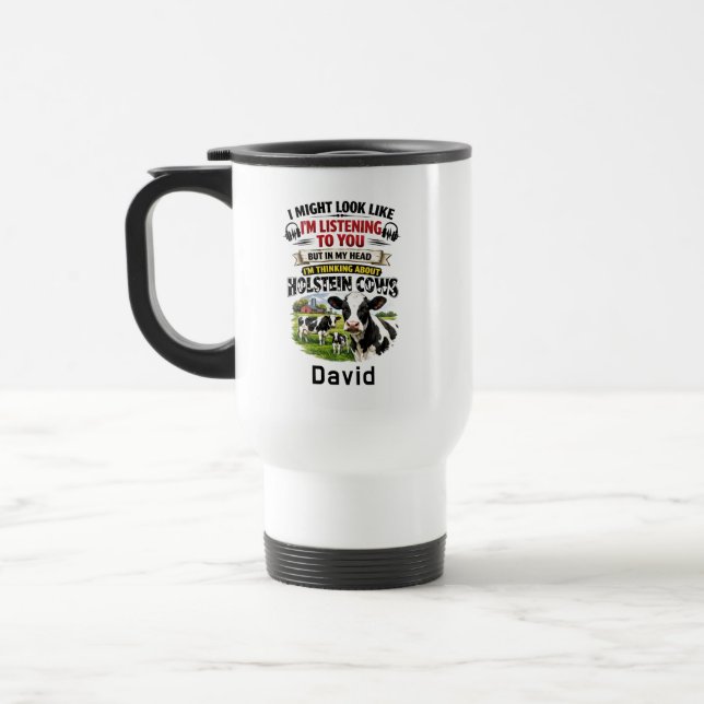 Funny Cow Mug – Thinking About Holstein Cows Reisebecher (Links)