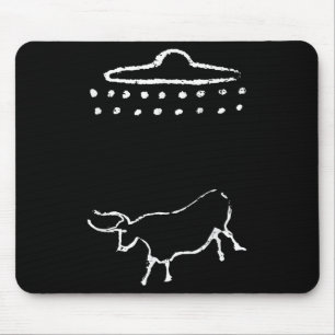 Funny Cow oder Steer Ufo Alien Alte Höhlenmalerei Mousepad