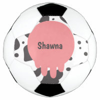 Funny Cow Pink Muster Monogram Name Soccer Ball