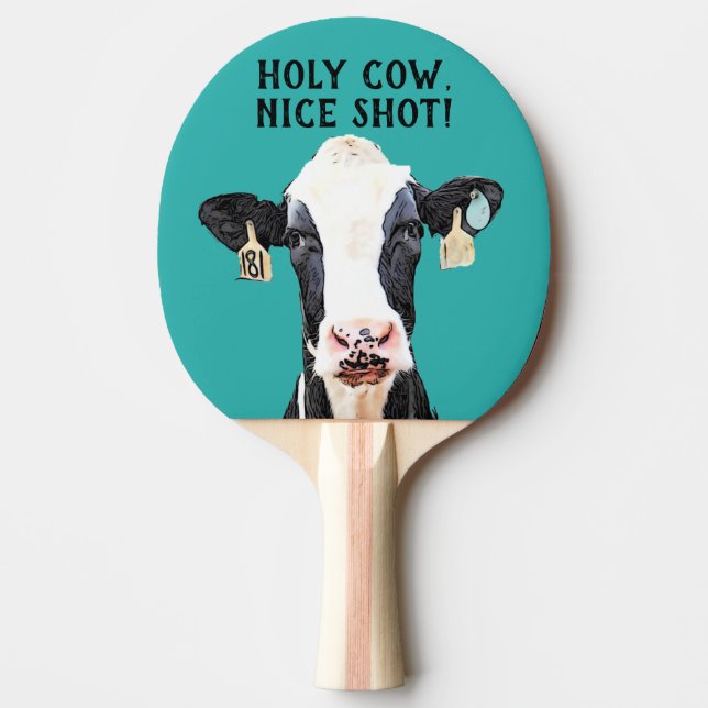 Funny Cow Pun Nice Shot Holstein Dairy Animal Tischtennis Schläger (Vorderseite)