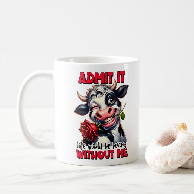 Funny Cow Quote Sprichwort Kaffeetasse (Mit Donut)