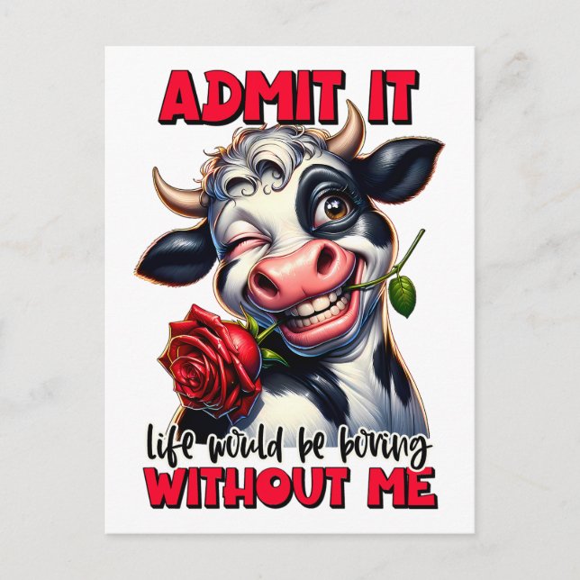 Funny Cow Quote Sprichwort Postkarte (Vorderseite)