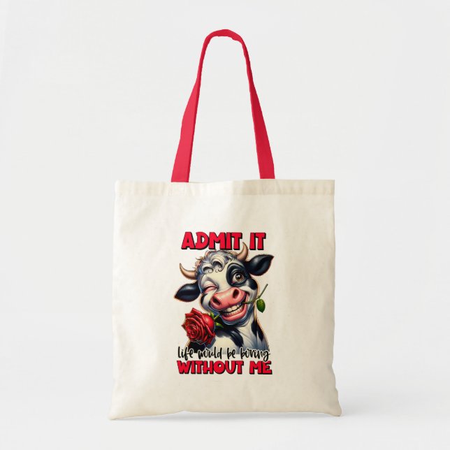 Funny Cow Quote Sprichwort Tragetasche (Vorne)