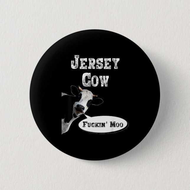 Funny Cow Shirt New Jersey Cow Lover Farm Animal R Button (Vorderseite)