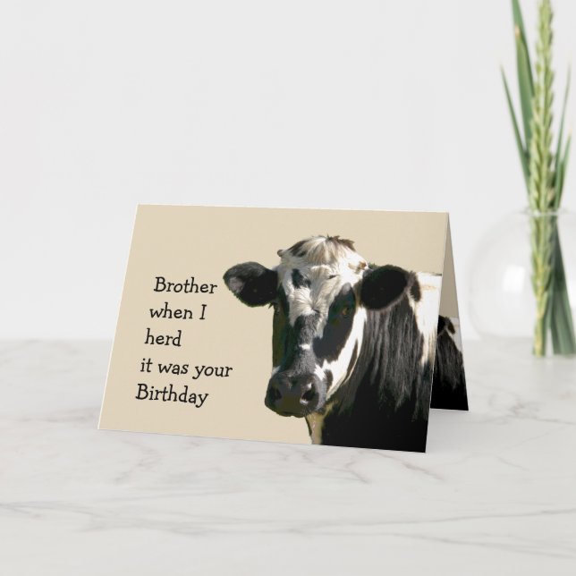 Funny Cow Spaß Brother Birthday Laughs Karte (Vorderseite)
