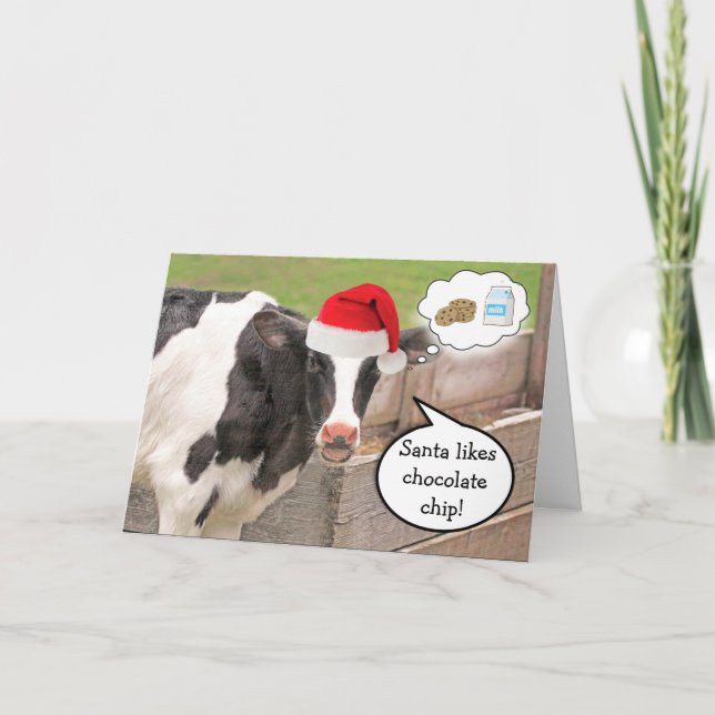 Funny Cow Weihnachtsberater Feiertagskarte (Vorderseite)