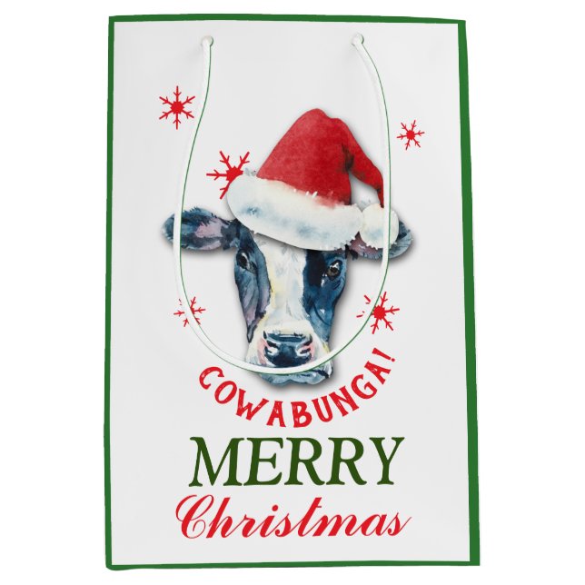 Funny Cowabunga Weihnachten Mittlere Geschenktüte (Vorderseite)