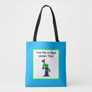 Funny Cowboy Alien Cartoon mit UFO-Entführung Tasche