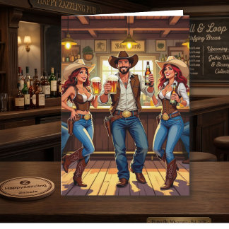 Funny Cowboy and Cowgirl Birthday Karte