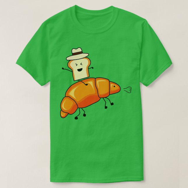 Funny Cowboy Brot Toast Riding Croissant Horse T-Shirt (Design vorne)