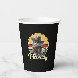 Funny Cowboy Cat Mashup Meow Howdy Kitten Lovers m Pappbecher