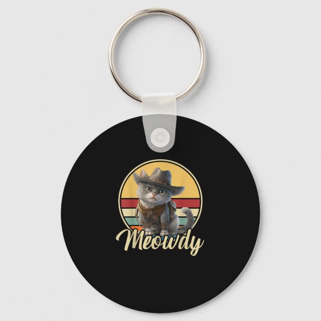 Funny Cowboy Cat Mashup Meow Howdy Kitten Lovers m Schlüsselanhänger (Vorderseite)