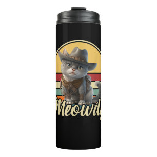 Funny Cowboy Cat Mashup Meow Howdy Kitten Lovers m Thermosbecher