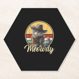 Funny Cowboy Cat Mashup Meow Howdy Kitten Lovers m Untersetzer