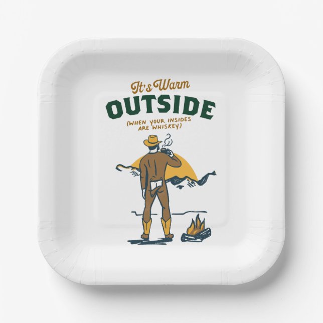 Funny Cowboy Drink Whiskey Pappteller (Vorderseite)
