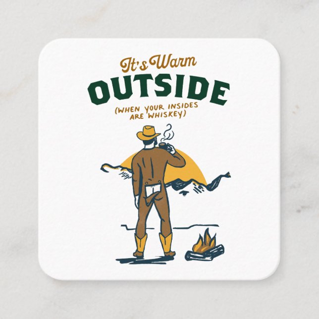 Funny Cowboy Drink Whiskey Quadratische Visitenkarte (Vorderseite)