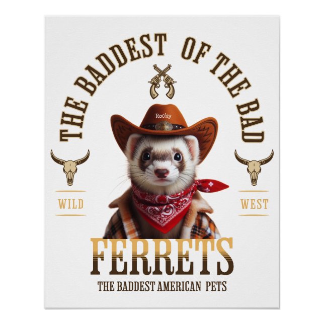 Funny Cowboy Ferret Western Style Poster (Vorderseite)