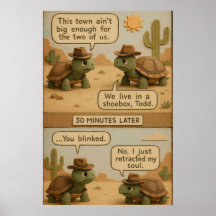 Funny Cowboy Turtles Wüste Standoff Comic