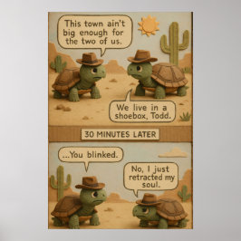 Funny Cowboy Turtles Wüste Standoff Comic Poster
