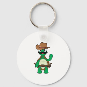 Funny Cowboyschildkröte Schlüsselanhänger