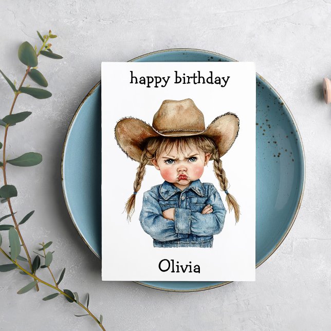 Funny Cowgirl Baby Birthday Card Karte (Von Creator hochgeladen)