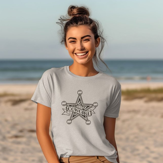 Funny Cowgirl Sheriff Star für Mädchen und Frauen T-Shirt (Von Creator hochgeladen)