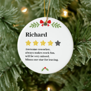 Funny Coworker Farewell Individuelle Name Review Keramik Ornament