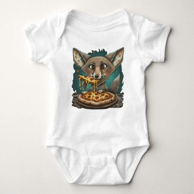 Funny Coyote Eßpizza Baby Strampler (Vorderseite)