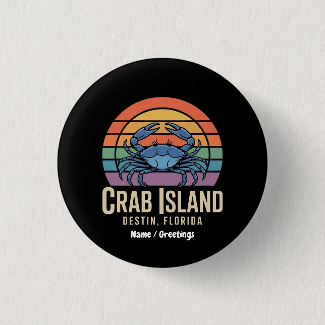 Funny Crab Funny Island Destin FL Cool Button (Vorderseite)