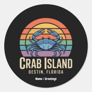 Funny Crab Funny Island Destin FL Cool Runder Aufkleber