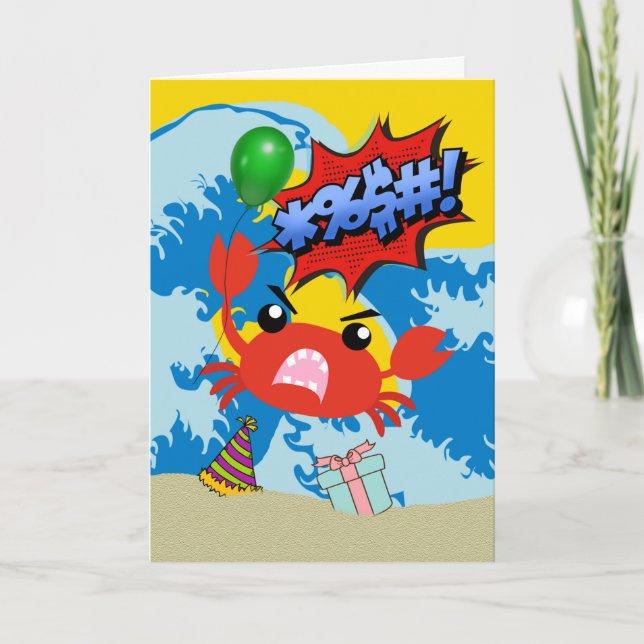 Funny Crabby Bloody Geburtstag mit Angry Crab Karte (Vorderseite)