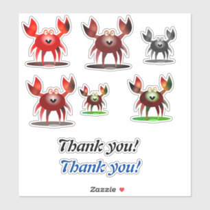 Funny crabs and Thank you Aufkleber