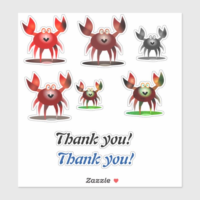 Funny crabs and Thank you Aufkleber (Blatt)