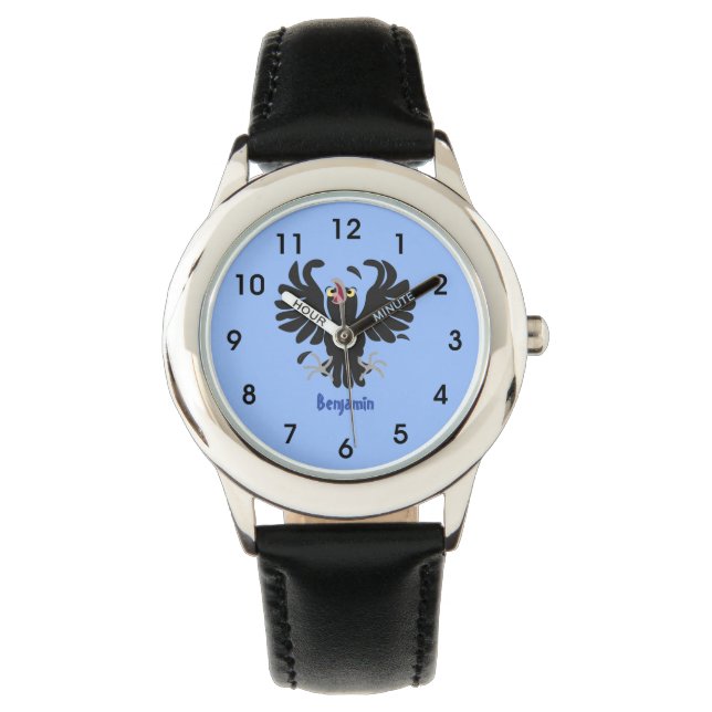 Funny Crave Rabe Cartoon Illustration Armbanduhr (Vorderseite)