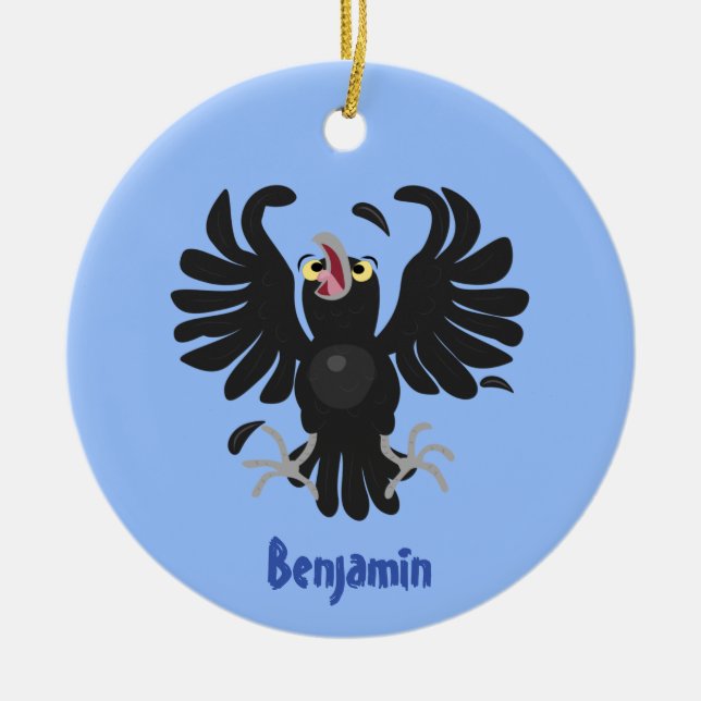 Funny Crave Rabe Cartoon Illustration Keramik Ornament (Vorne)