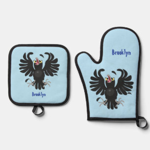 Funny Crave Rabe Cartoon Illustration Ofenhandschuh & Topflappen-Set