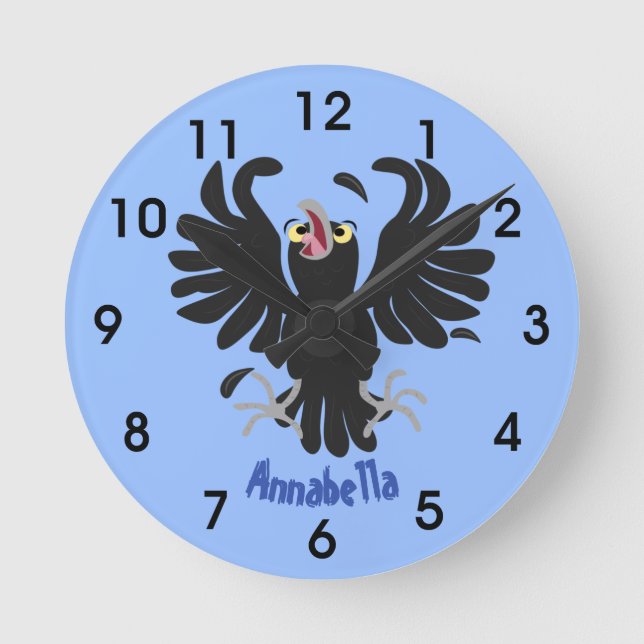 Funny Crave Rabe Cartoon Illustration Runde Wanduhr (Vorderseite)