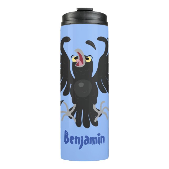 Funny Crave Rabe Cartoon Illustration Thermosbecher (Vorderseite)