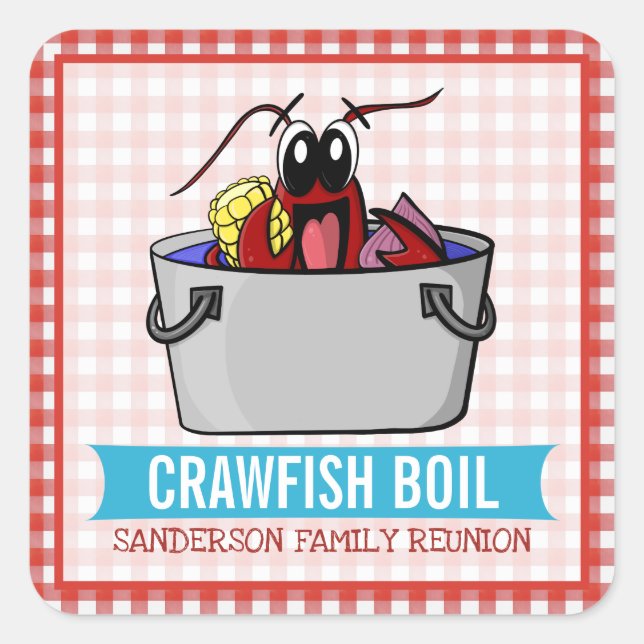 Funny Crawfish Boil Family Wiedersehen Meeresfrüch Quadratischer Aufkleber (Vorderseite)