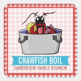 Funny Crawfish Boil Family Wiedersehen Meeresfrüch Quadratischer Aufkleber