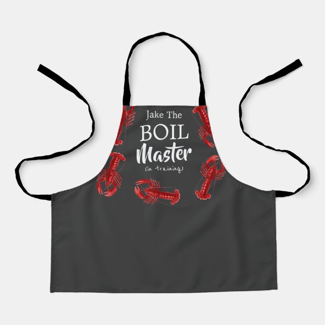 Funny Crawfish Boil Master in Ausbildung Dunkelgra Schürze (Vorderseite)