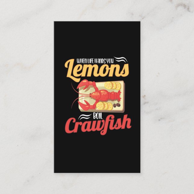 Funny Crawfish Boiling Lemon Lobster Food Joke Visitenkarte (Vorderseite)
