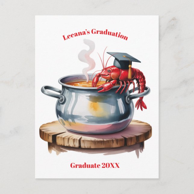Funny Crawfish Graduation Postkarte (Vorderseite)