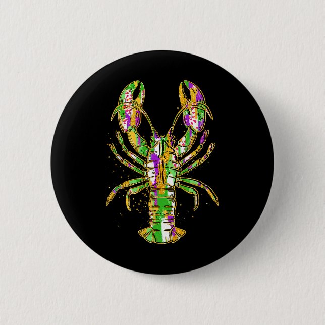 Funny Crawfish Jester Beads Funny Mardi Gras Men W Button (Vorderseite)