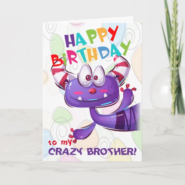 Funny Crazy Brother Birthday Karte (Vorderseite)