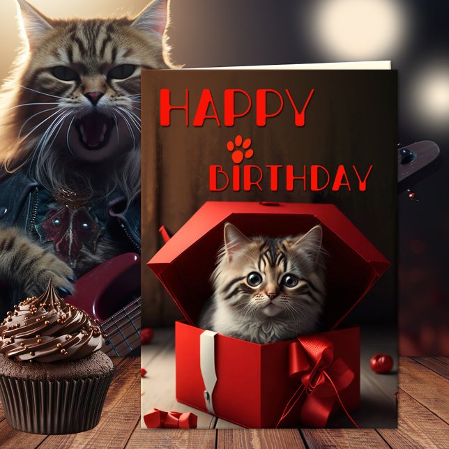 Funny Crazy Cat Lady Geburtstag Karte (Funny cat greeting card featuring a crazy cat lady starter kit, with different cats)
